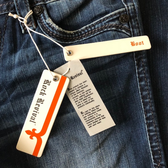 ROCK REVIVAL RILEY JEANS, SIZE 28, BOOTCUT, DESIGNER JEANS NEW WITH TAGS - Picture 7 of 16